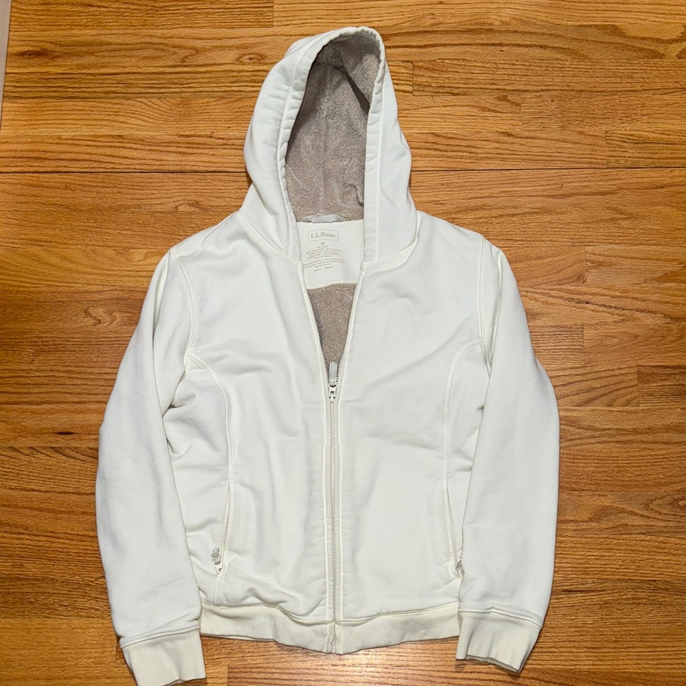 L.L. Bean Women's Cream Hooded Utility Jacket